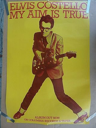Rare Elvis Costello My Aim Is True 1977 Vintage Orig Music Store Promo Poster
