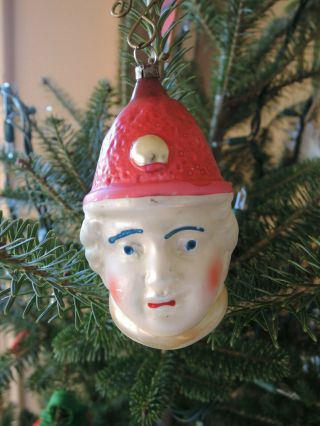 Lovely Old Antique German Mercury Glass Ornament,  Boy Or Clown Head