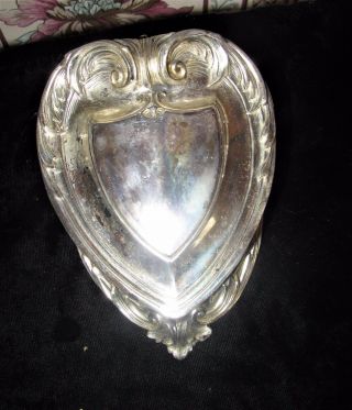 Antique Heart Shape W.  B.  Mfg.  Co.  400 Silver Plate Trinket Box