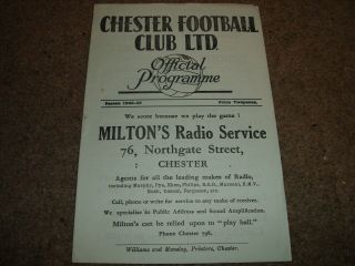 Rare Vintage Chester V Halifax Town Division 3 North 23rd April 1949