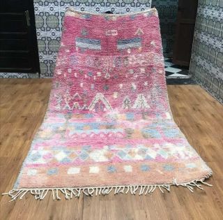 Authentic Vintage Azilal Rug Moroccan Berber Carpet Handmade Wool 6″x5″ Feet