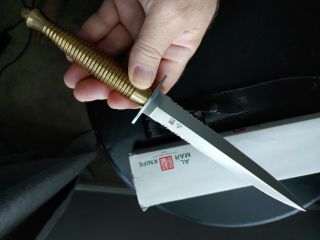 Al Mar 4016 Fairburn Sykes style dagger RARE BRASS HANDLE SEKI JAPAN 1980S 6