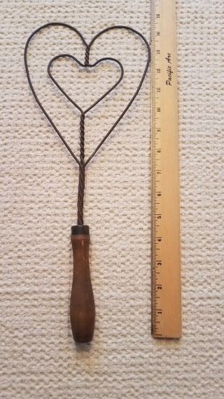 Antique Small 15 " Heart Shaped Heavy Wire Rug Beater