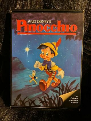 Disney Pinocchio Rare 11 " X15 " Demo Box With Pinocchio & Jungle Book Vhs Tapes