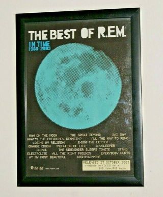 Rem Framed Rare A4 1991 `in Time The Best Of ` Album Promo Poster