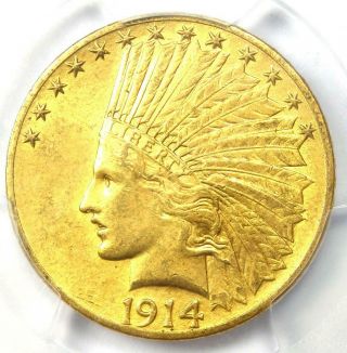 1914 Indian Gold Eagle $10 Coin - Certified Pcgs Au58 - Rare Gold Coin