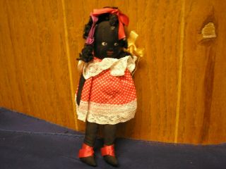 Vintage Handcrafted Cloth Rag Doll Black Girl Orleans African American