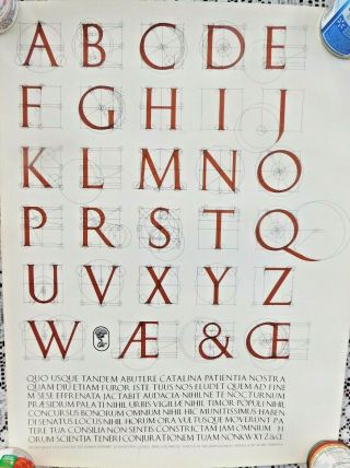Vintage David Lance Goines Constructed Roman Alphabet Poster 18 by 24 2