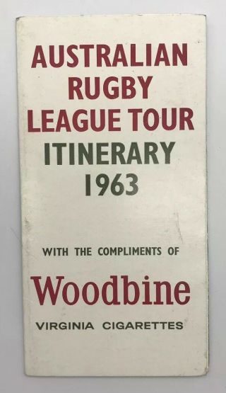 Australian Rugby League Great Britain Tour Itinerary 1963 Hull Etc Rare