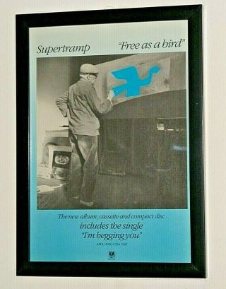 Supertramp Framed A4 Rare 1987 As A Bird Album Promo Art Poster