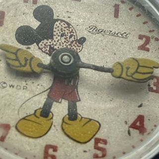 Vintage US Time Walt Disney Mickey Mouse Mechanical Watch Ingersoll Pink 2