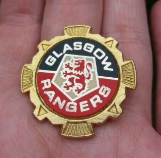 Glasgow Rangers Vintage 1970s Insert Gold Gilt Pin Badge Rare Vgc