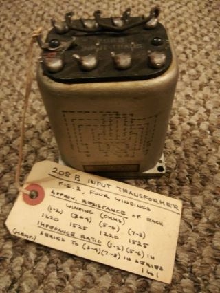 Rare Find Western Electric 208b Input Transformer Coil Ret Relay Union