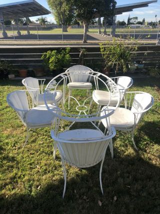 Rare Russell Woodard Pinecrest patio set table 6 klismos chairs 2