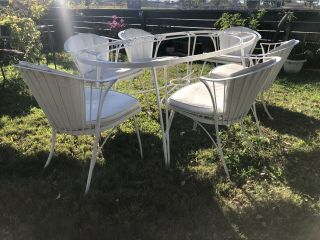 Rare Russell Woodard Pinecrest patio set table 6 klismos chairs 3