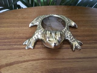 Rare Vintage Mid - Century Brass Frog Shaped Magnifying Glass