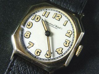 14k Solid Gold Iwc Schaffhausen Wrist Watch Rare Caliber 82n C.  1920 Art Deco