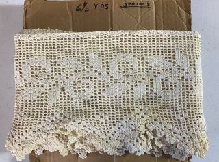 Antique Vtg Crocheted Lace Trim Hand Made 7 1/2 " Wide X 6 1/2 Yds Edging Cotton