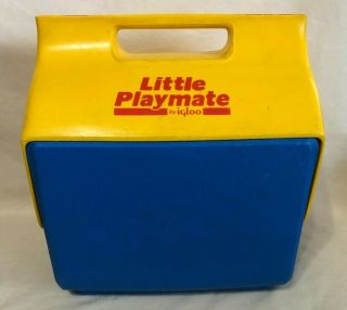 Igloo Little Playmate Cooler - Vintage Blue/yellow Hard Plastic - Rare