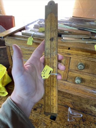 S42 Antique Stanley Rare Folding Rule Wood Ruler No.  6 Type 2 1859 - 1902 Boxwood 5