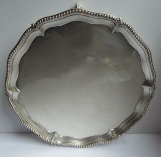Fine Rare Heavy English Antique 18th Cent Georgian 1789 Solid Silver Salver Tray