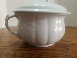 Vintage Milk White Ironstone China Chamber Pot With Lid
