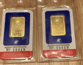 Rare Consecutive Numbered Pair (2) - 5 Gram Gold Bars In Assay Red White Blue