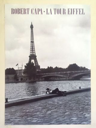 Robert Capa Rare Vtg 1988 Photo Litho Print Collector Poster " Eiffel Tower " 1952