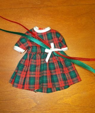Vintage Betsy Mccall 8 " Doll Clothes Holiday Red & Green Dress Very Good Plus