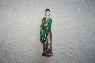 Chinese Antique Porcelain Woman Figure Marked China: 11 - 1/2 " Hx3 - 1/2 " W