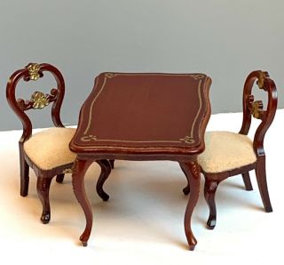 Vintage Lundby Dollhouse Miniature Furniture Dining Room Set Chairs Table