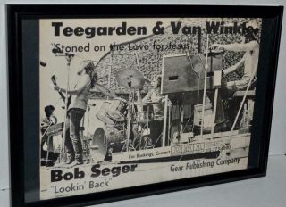 Bob Seger 1971 Rare Lookin Back Non - Lp Single Framed Promotional Poster / Ad