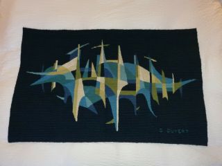 Extremely Rare 1950s - 70s G.  Duvert French Abstract Wool Wall Hanging Tapestry