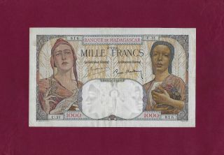 Madagascar 1000 Francs 1945 P - 41 Vf,  Ultra Rare Comoros Comores