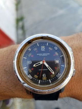 Rare Vintage Nivada Grenchen Depthomatic Compressor Watch - Cw