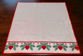 Porsgrund Hearts & Pines 18.  5 " Square Small Cloth Tablecloth / Linen Napkin Rare