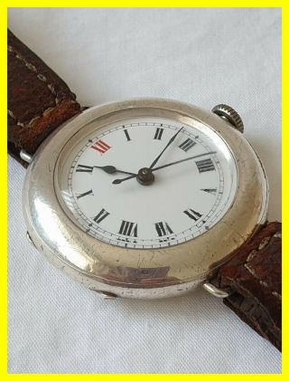 Rare Longines 1912 Silver Trench Watch,  12.  91 Cal,  Centre Second,  Baume & Dent