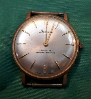 Vintage 1960s Mens Swiss Made LUCERNE EXTRA FLAT Winding Watch.  Spares/ Repair 2