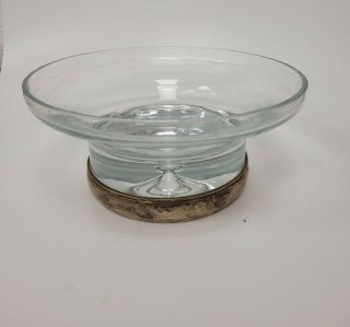 Broadway & Co Silver Base & Crystal Fruit Bowl With Bubble Base 23 Cm 894