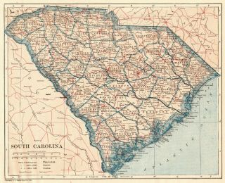 1921 Antique South Carolina Map Vintage Map Of South Carolina State Map 7023