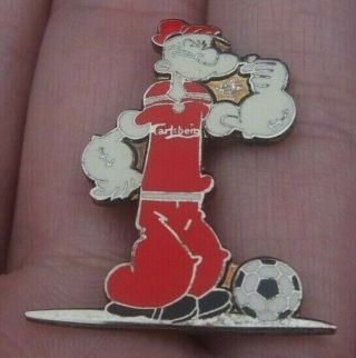 Liverpool Football Club Popeye Cartoon Character Pin Badge Rare Vgc
