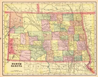1895 Antique North Dakota State Map Vintage Map Of North Dakota 5370
