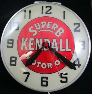 Vintage 1950s B Kendall Motor Oil Advertising Light Up Clock Rare