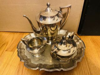 Vintage Wilcox Quality International Silver Plate Company 3 - Pc Tea Set