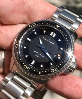 Rare Halios Delfin 500m Diver Stainless Steel Automatic Discontinued 44mm