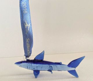 Seaworld Pr Passholder Glass Mako Shark Christmas Ornament Extremely Rare 2016