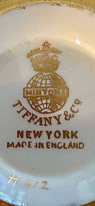 Set 12 Rare Antique Minton For Tiffany & Co.  Cream Soup Bowls 22kgold C1900 - 1930