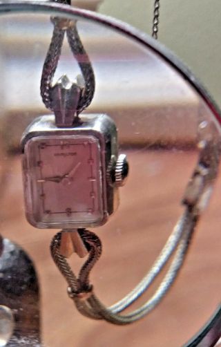 Hamilton 10k Rolled White Gold Plate Ladies Watch W/ Rope Band Vintage