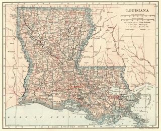 1917 Antique Louisiana State Map Vintage Map Of Louisiana Gallery Wall Art 8204
