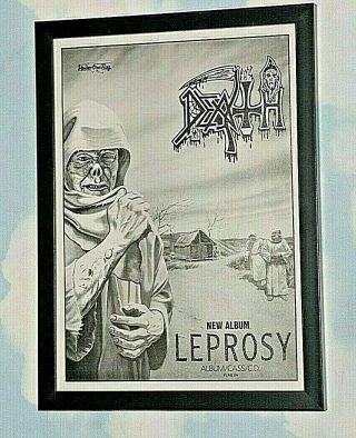 Death Framed A4 `leprosy` 1988 Album Metal Band Promo Rare Art Poster